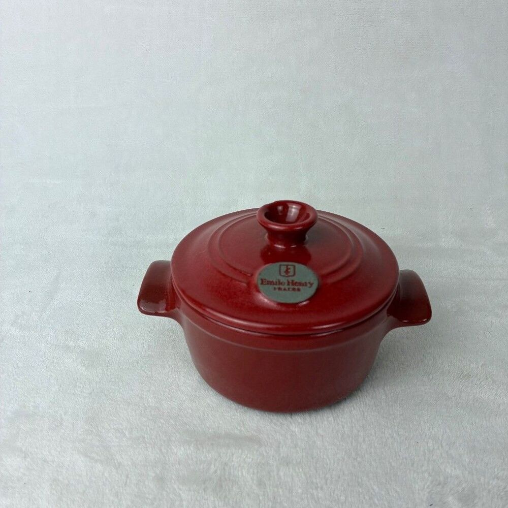 Emile Henry France Flame Mini Casserole Dish Lid Red #4503 Farmhouse Cook FLAW
